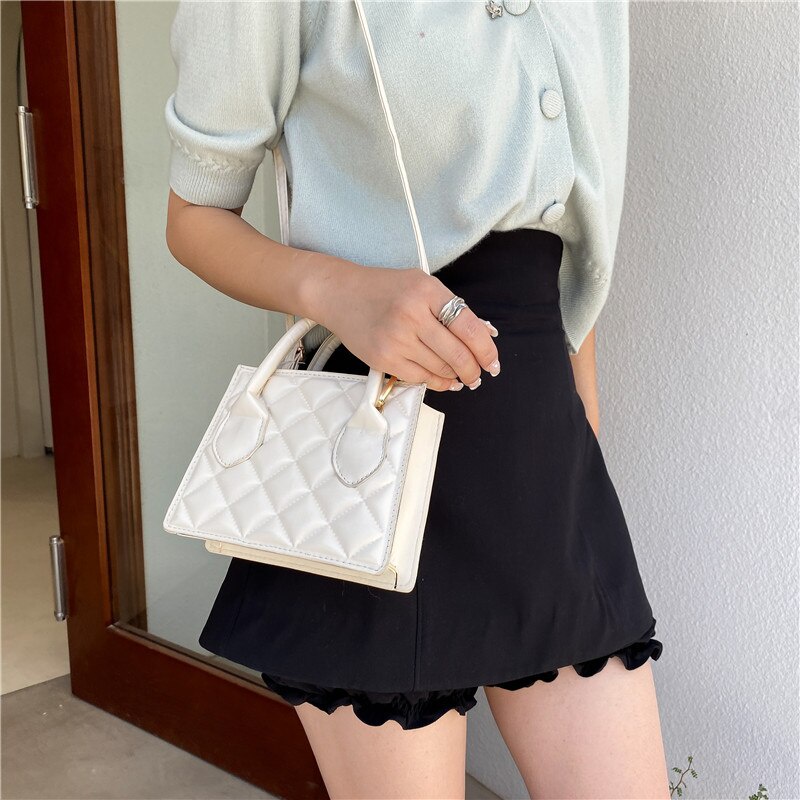 Túi Đeo Chéo JASMIN NOIR Dáng Vuông Nhỏ Họa Tiết Hình Thoi Đơn Giản Thời Trang Cho Nữ