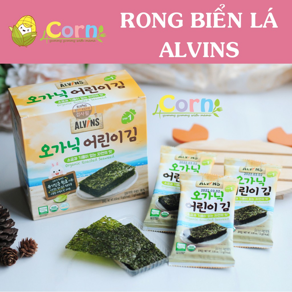 RONG BIỂN hữu cơ tách muối Alvins dạng lá - Cho bé 6m+