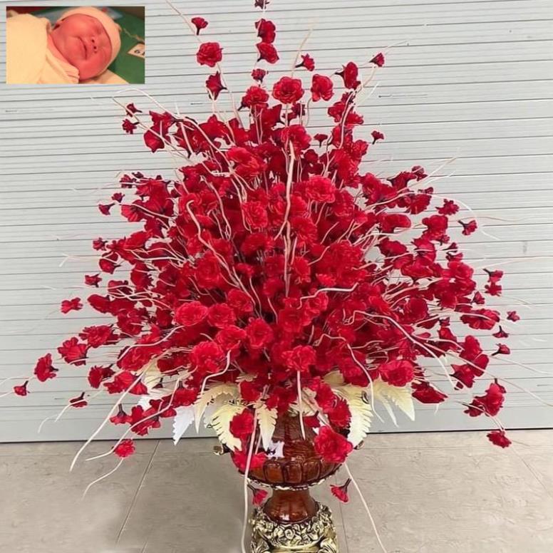Hoa Giả- Cành Đào Râu-anh đào 1m trang trí,decor ,siêu đẹp