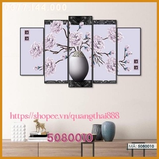 Bộ 5 Tấm Tranh treo tường Bình Hoa Mộc Lan trang trí đẹp nhà cửa hiện đại phòng khách, ngủ, bếp ăn, cầu thang 5080010