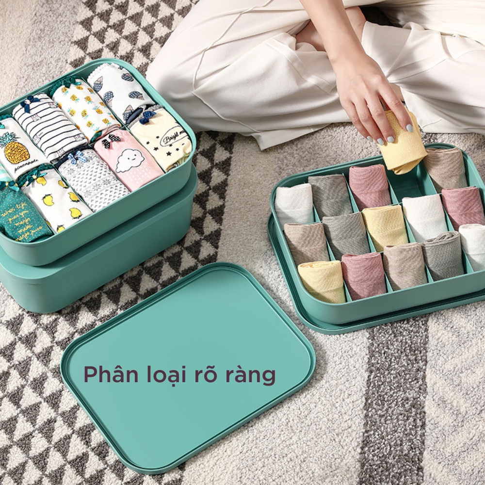 Hộp Đựng Đồ Lót, Đựng Vớ Nhiều Ngăn, đựng đồ sơ sinh mẹ và bé để tủ quần áo tiết kiệm không gian