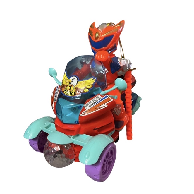 Lồng Đèn Trung Thu Siêu Nhân Lái Motor Police Sẵn Pin Có Đèn Nhạc Cho Bé