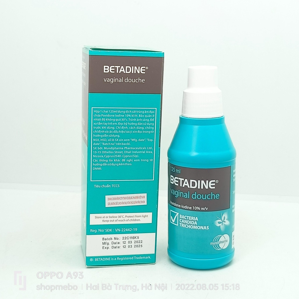 Dung dịch Betadine phụ khoa chai 125ml - Betadine vaginal douche