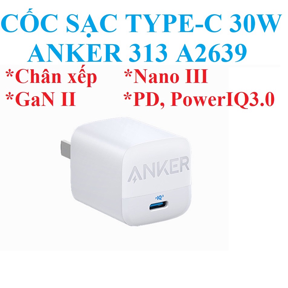 Cốc sạc nhanh type-C 30W Anker 313 A2639