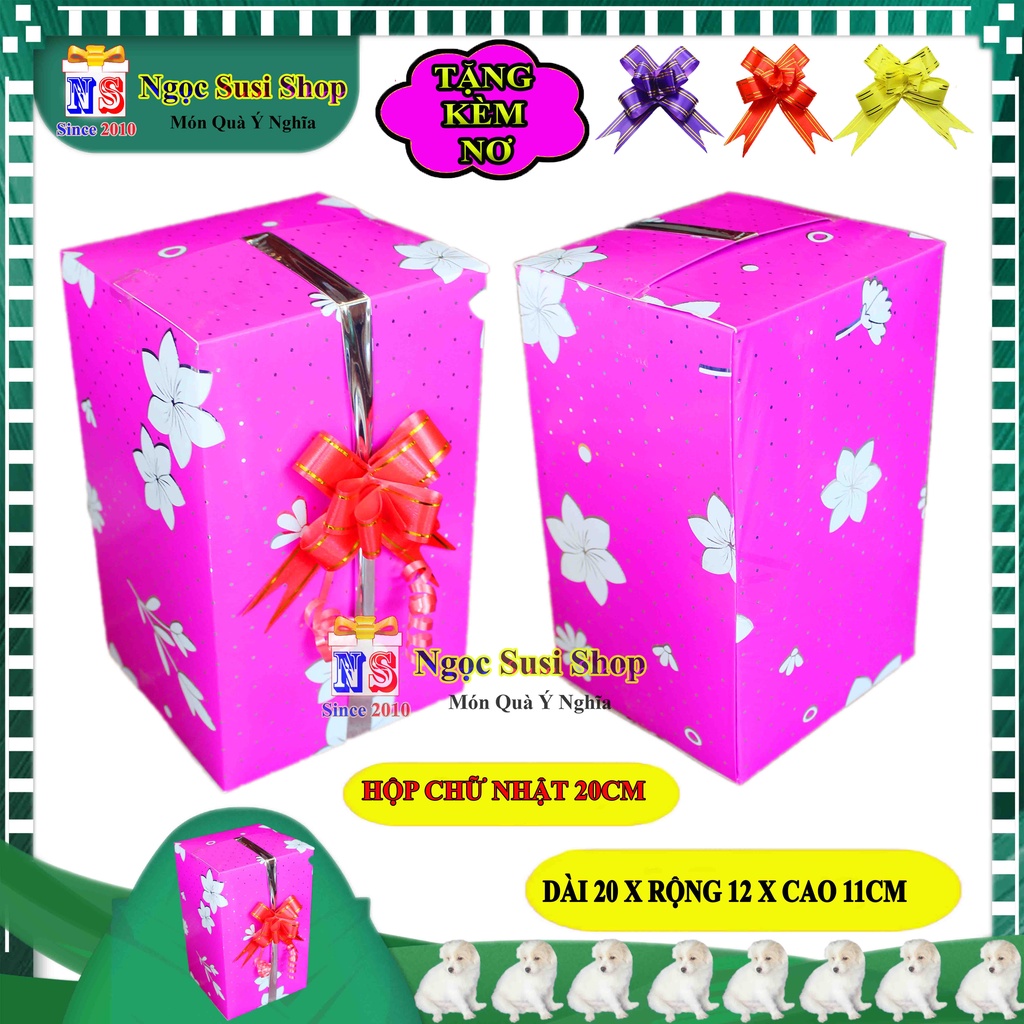 HỘP QUÀ KIẾNG CHỮ NHẬT SIZE TRUNG 20CM + TẶNG KÈM NƠ 1,8CM - HỘP GÓI QUÀ GIẤY KIẾNG HÀNG CHUẨN
