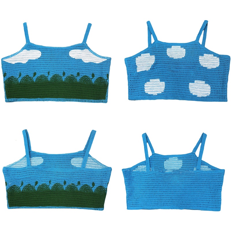 Brroa Áo Croptop Dệt Kim Không Tay In Họa Tiết Tranh Sơn Dầu Thời Trang Mùa Hè Cho Nữ