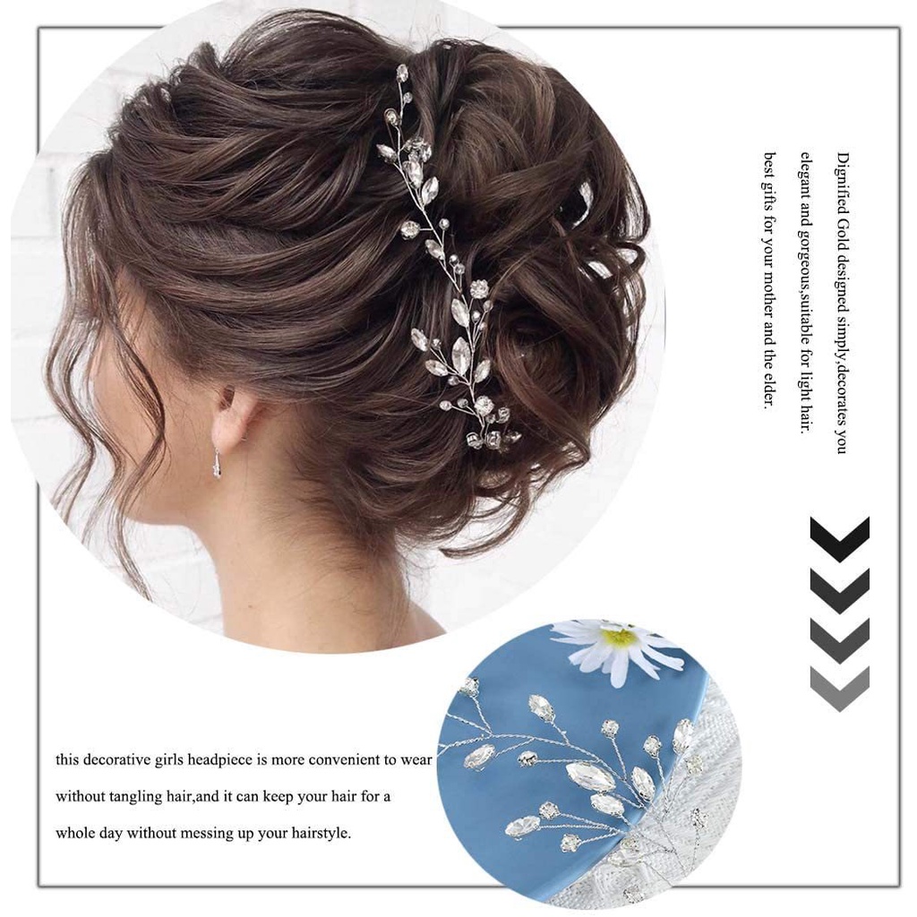Cài Tóc Hình Hoa Lá Đính Đá Lấp Lánh Cho Cô Dâu