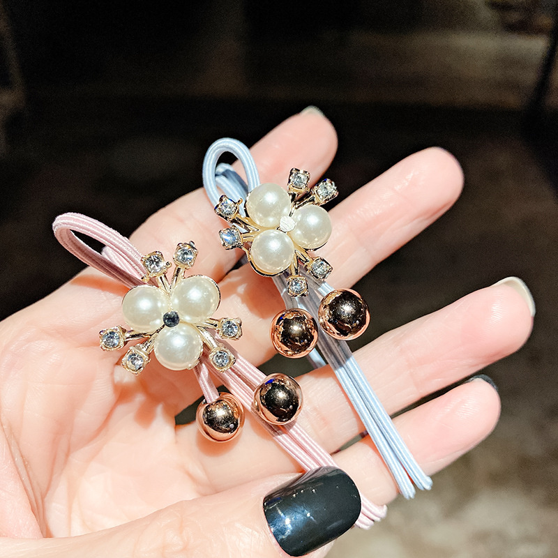 Dây Cột Tóc Hình Bông Hoa Đính Ngọc Trai Xinh Xắn Dành Cho Nữ