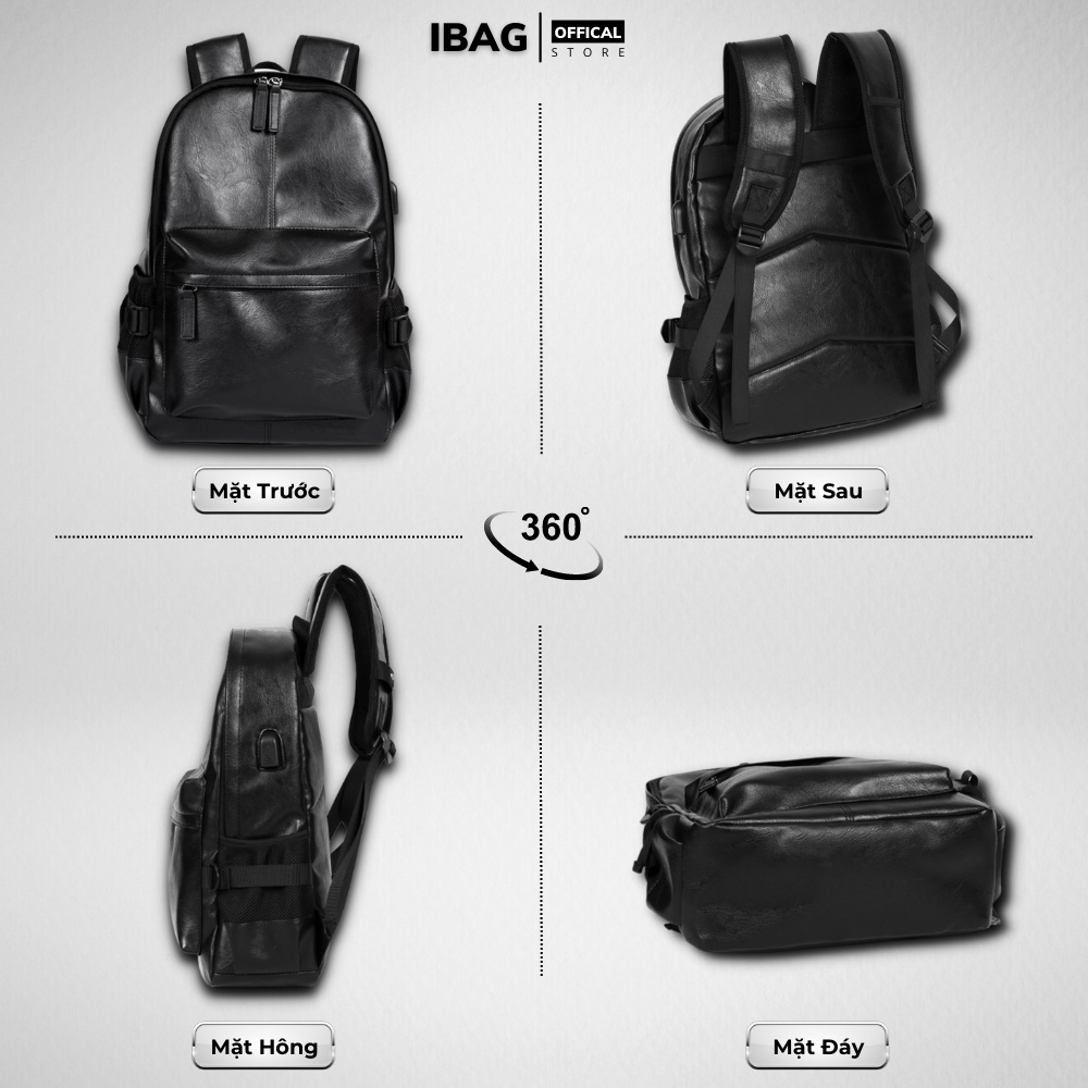 Balo da thời trang nam nữ da PU cao cấp chống nước cặp đi học đi chơi ulzzang đựng laptop 15.6 inh - 𝑰𝑩𝑨𝑮