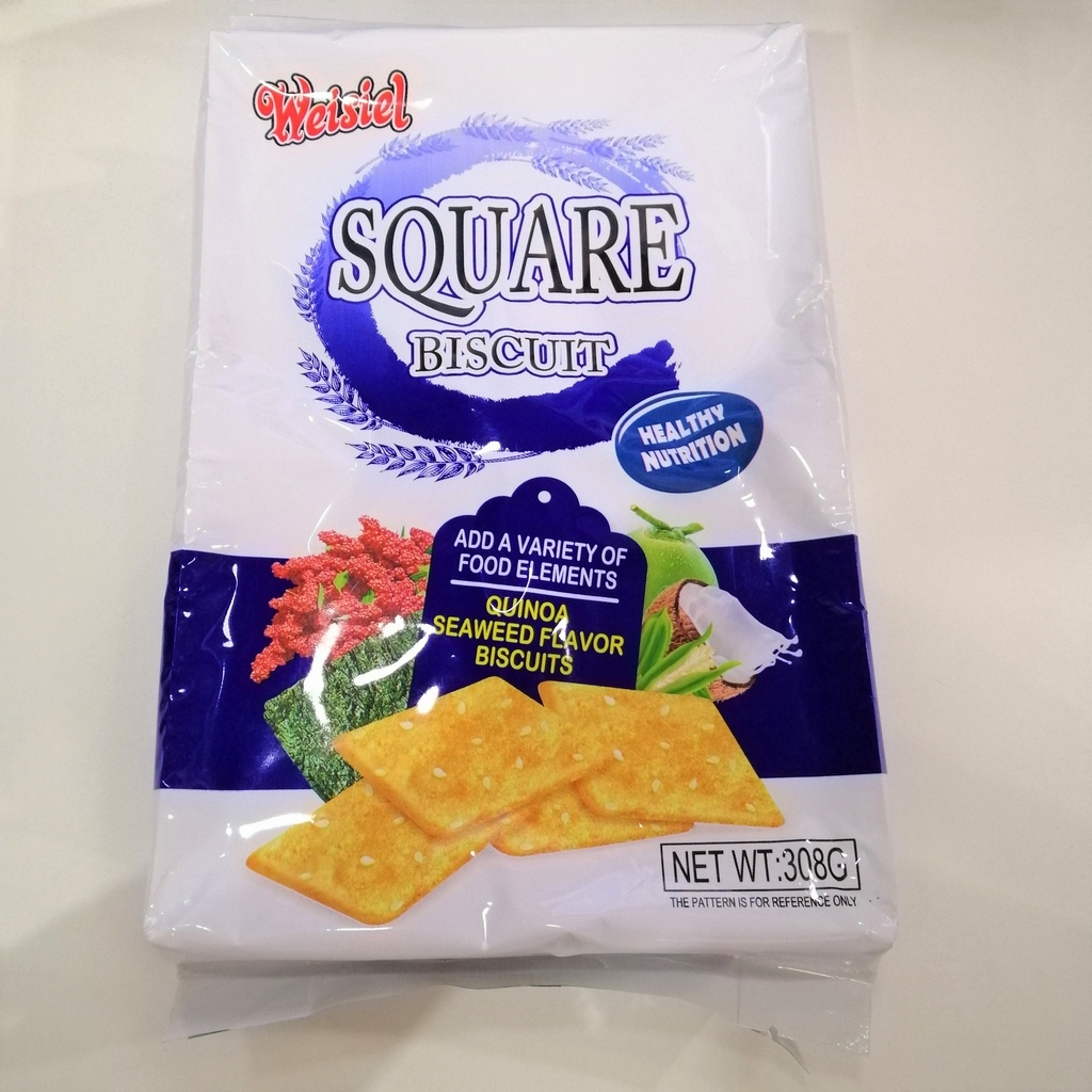 Bánh Quy Ăn Kiêng Weisiel Square Biscuit Vị Tảo Biển (Gói 308g)