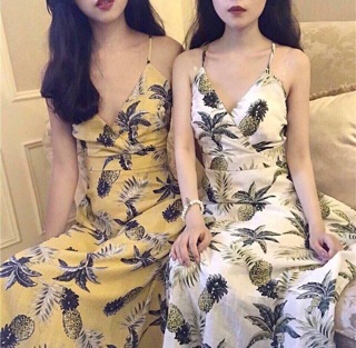 Váy maxi dứa dây đan lưng