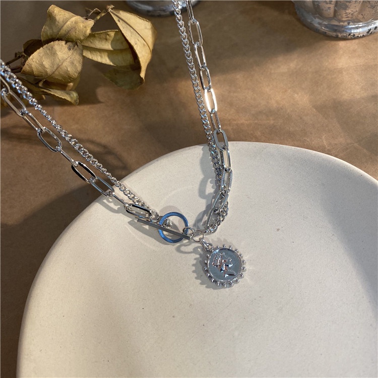 Dây Chuyền Hai Lớp 19802 Người Phong Cách Hip Hop Đường Phố