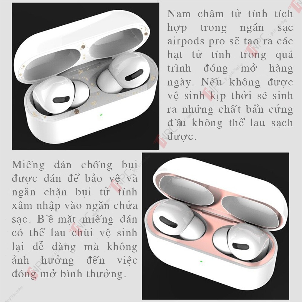 Miếng Dán Kim Loại Chống Bẩn Dành Cho AirPods Pro | 2 | 1