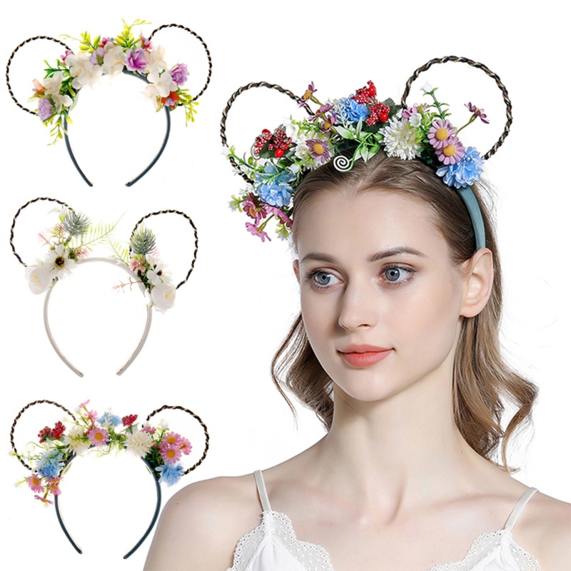 Băng Đô Tai Mèo Họa Tiết Hoa Hoạt Hình Dùng Hóa Trang Dự Tiệc