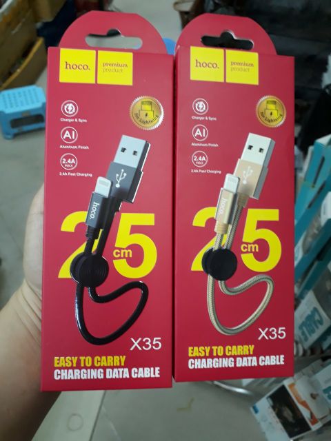 Cáp sạc ngắn samsung iphone type c 25cm hỗ trợ sạc nhanh 2.4A -Hoco X35