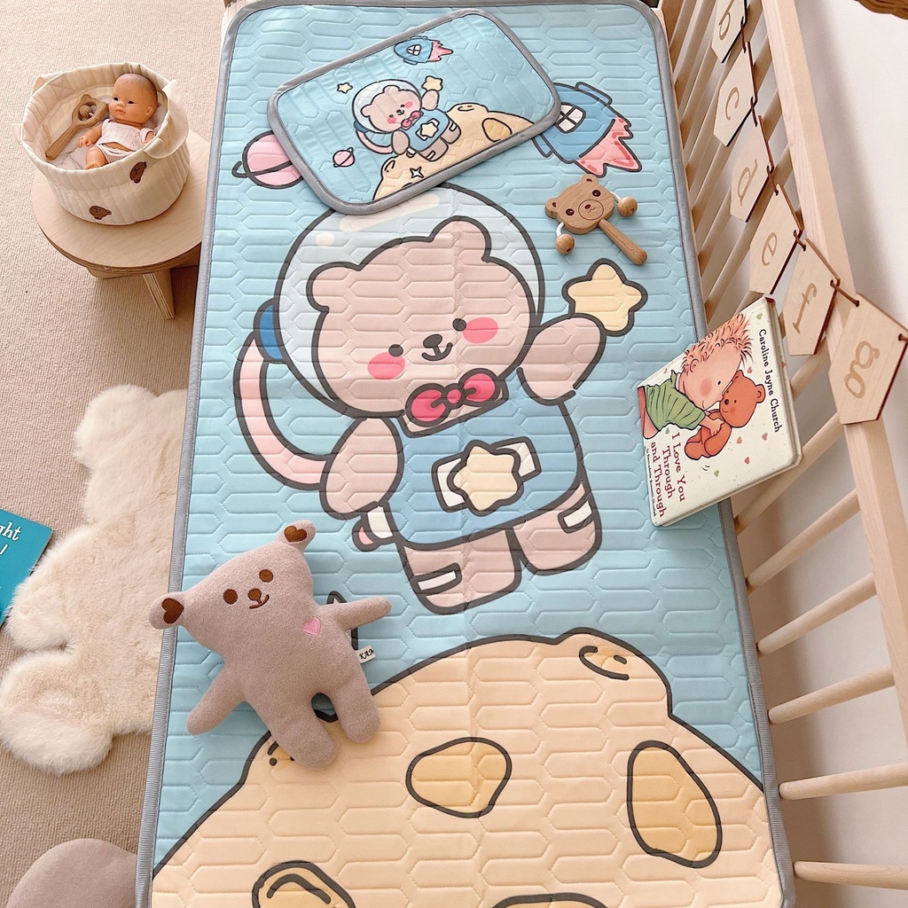 Set chiếu và vỏ gối điều hòa cho bé hoạ tiết đáng yêu KT 60*120cm