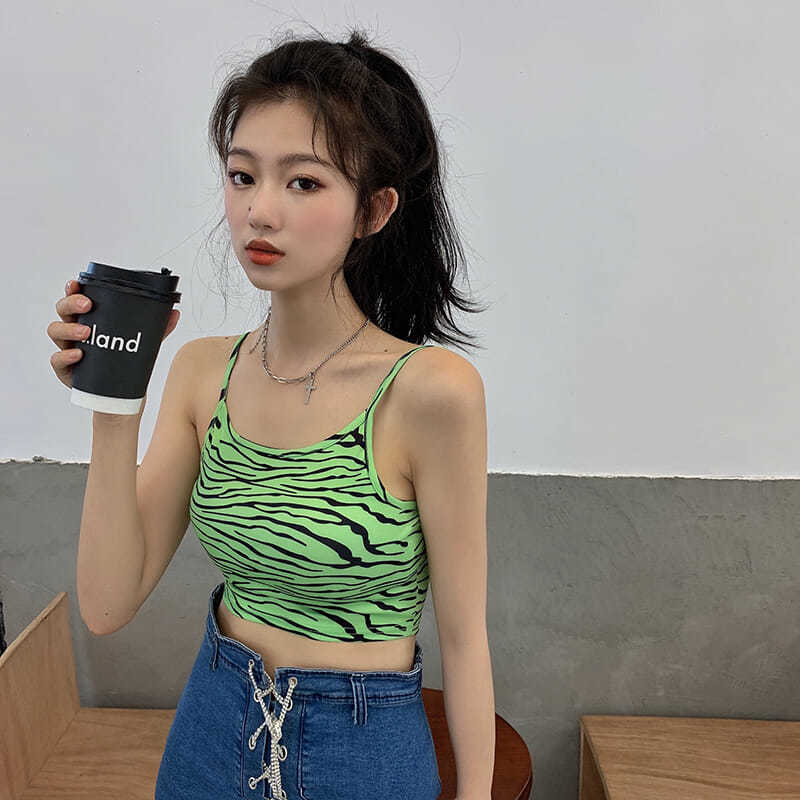 Áo Tank Top Hoạ Tiết Da Báo Dạ Quang Thiết Kế Ôm Sát Quyến Rũ