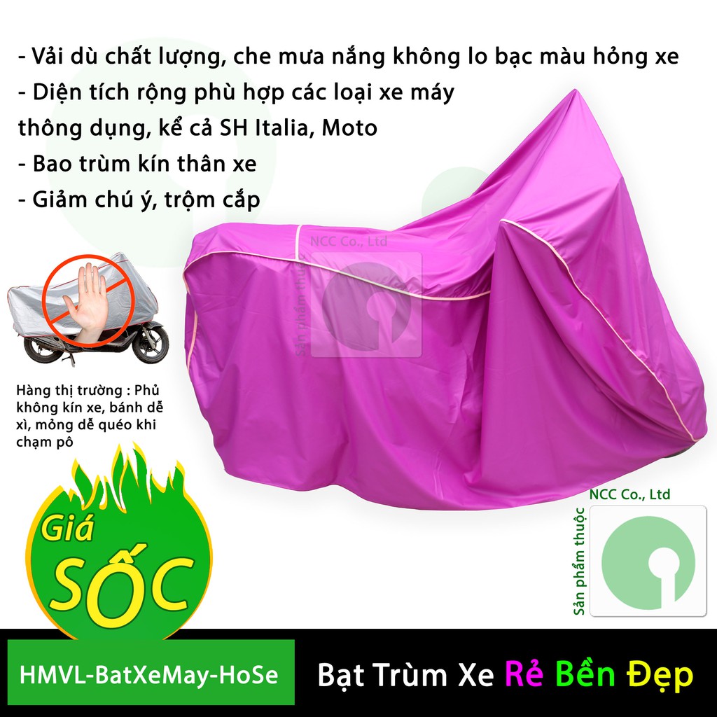 Bạt phủ trùm xe máy che mưa nắng các dòng thông dụng hiện nay - HMVL-BatXeMay-HoSe (Nhiều màu)