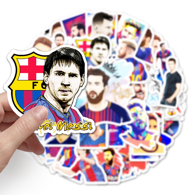 Combo 30 Sticker Chống Nước Decal Dán Điện Thoại Laptop Mũ Bảo Hiểm Vali Đàn Guitar Bình Nước Sổ Tay Graffiti [MESSI]