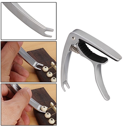 Capo guitar acoustic, ukulele, bass JX05 (Kẹp chắc chắn, có đầu nhổ chốt tiện lợi)