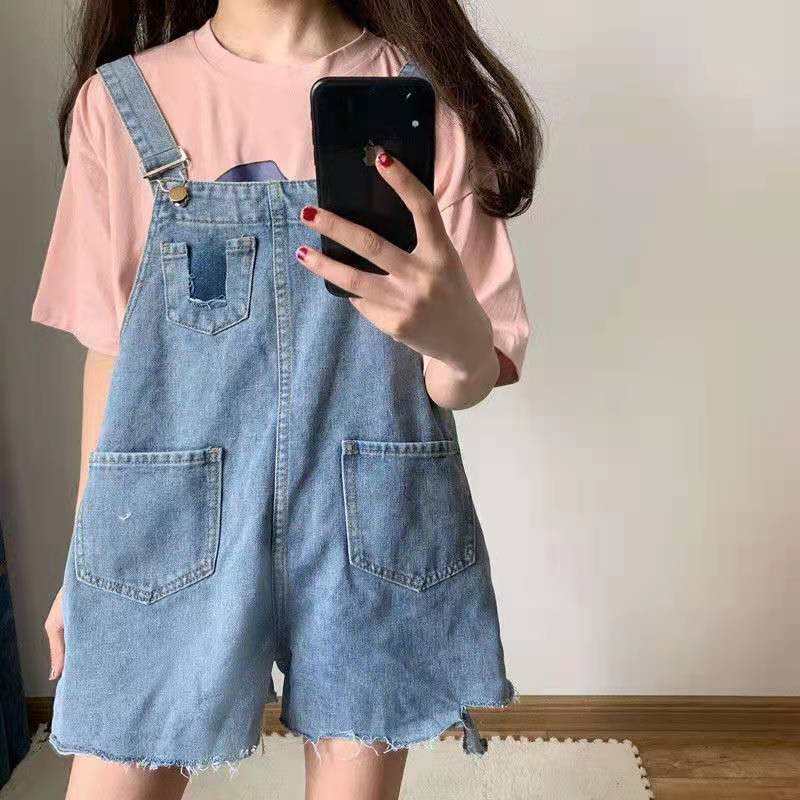Yếm Jean gấu rách Dáng Ngắn,yếm quần  Bò đùi cao cấp thời trang Hàn Quốc.