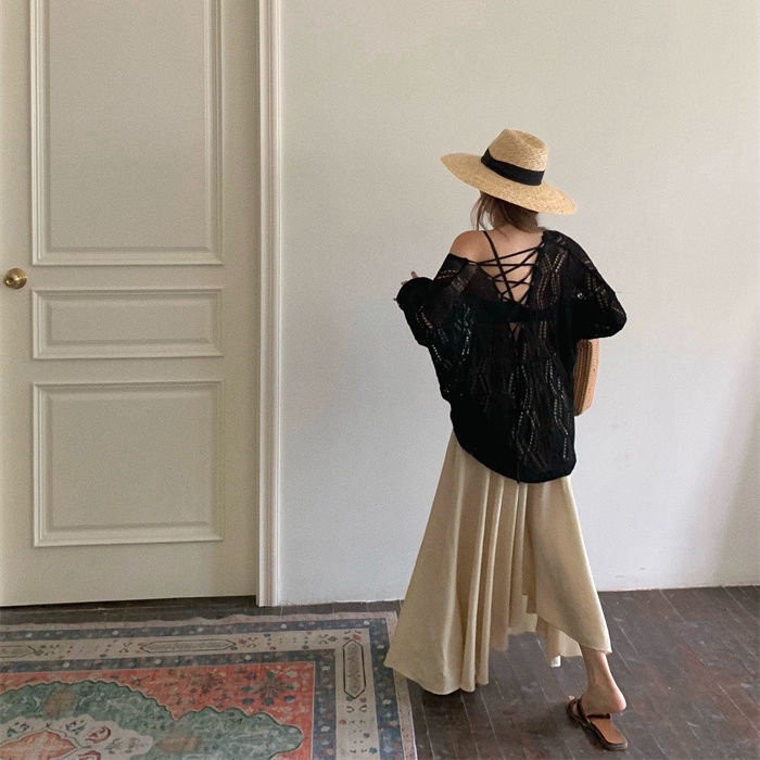 COZOK Áo Len Tay Dài Cổ Chữ V Form Rộng Thời Trang Trẻ Trung