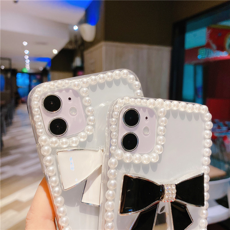 Ốp Lưng Chống Sốc Trong Suốt Đính Nơ Ngọc Trai Cho Iphone 11 Pro Max Xr Xs Max 7plus 8plus 6 Plus Se 2020 | BigBuy360 - bigbuy360.vn