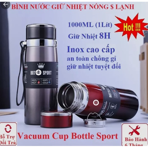Bình Giữ Nhiệt Inox Bottle Sport 1000ML INOX 304 Kiểu Dáng Thể Thao Có Dây Xách ( SP001908)