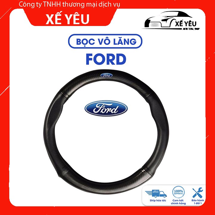 Bọc vô lăng Ford Ecosport, Escape, Everest, Ranger, Focus, Transit, Fiesta, Trùm vô lăng cacbon bảo vệ vô lăng