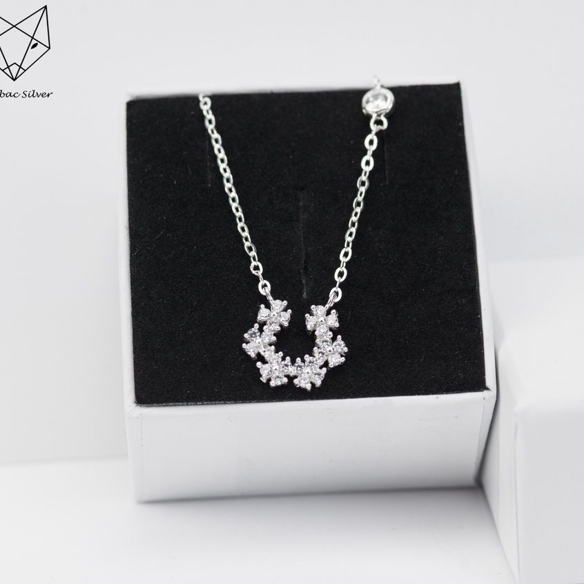 Dây Chuyền Bạc Ta CaoBac Jewellery Cho Nữ Đính Đá Hoạ Tiết Nửa Hàng Hoa