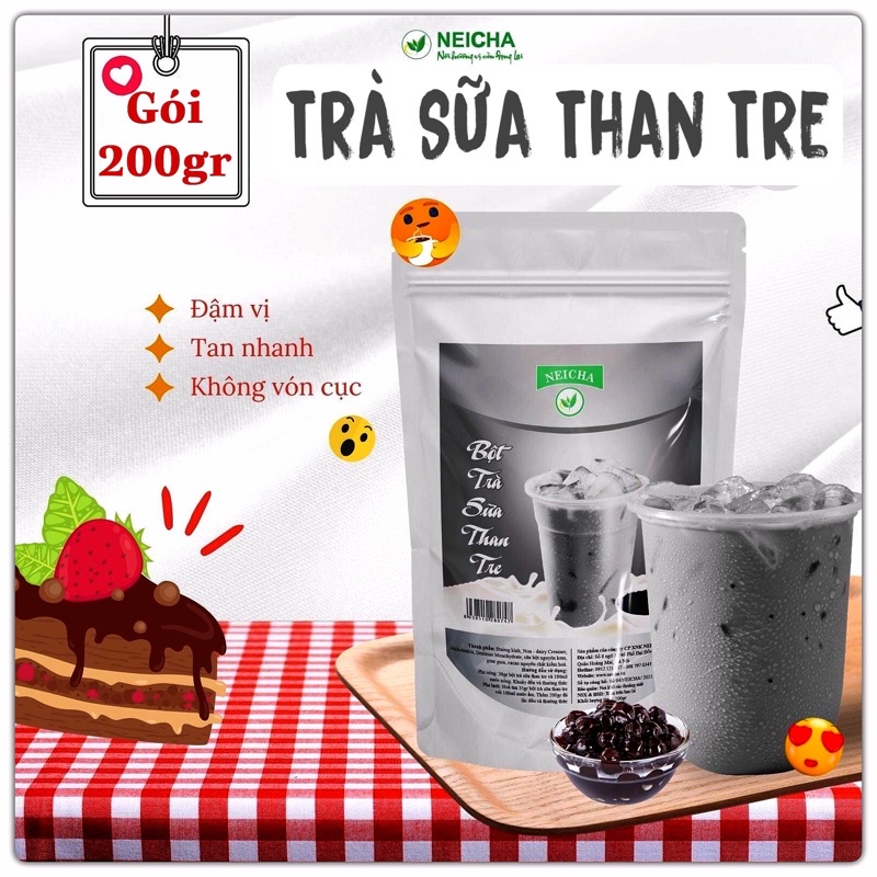 (200gr)Trà Sữa PHA SẴN SIÊU NHANH vị than tre (Vị mới - HOT)