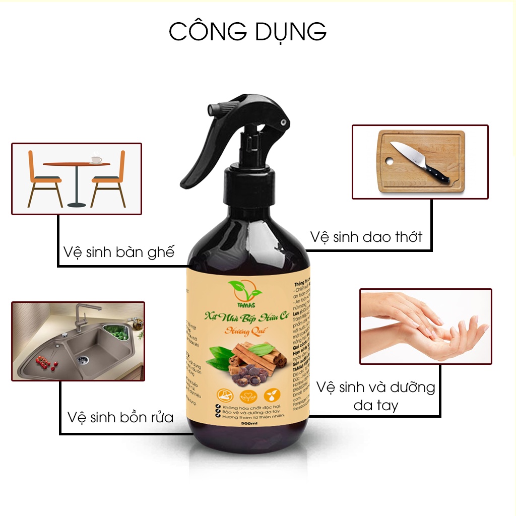 Combo nước lau bề mặt đa năng hữu cơ chiết xuất bồ hòn và tinh dầu thiên nhiên 500ml+ 10 khăn lau đa năng 2 mặt