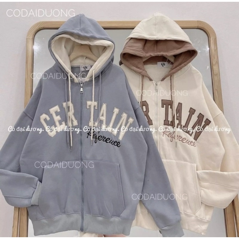 Áo khoác hoodie from rộng, Áo khoác nỉ ngoại chống nắng có lớp trong Certayn
