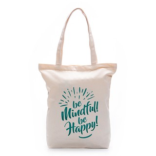 [Bảo vệ môi trường] Túi Vải Canvas Be_mindful - Be_happy - The Happy Bag (Có dây kéo) - Yoga Guru