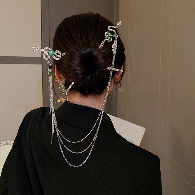 Trâm Cài Tóc Hình Rắn Bằng Hợp Kim Có Thể Tháo Rời Phong Cách Cổ Điển Cho Nữ