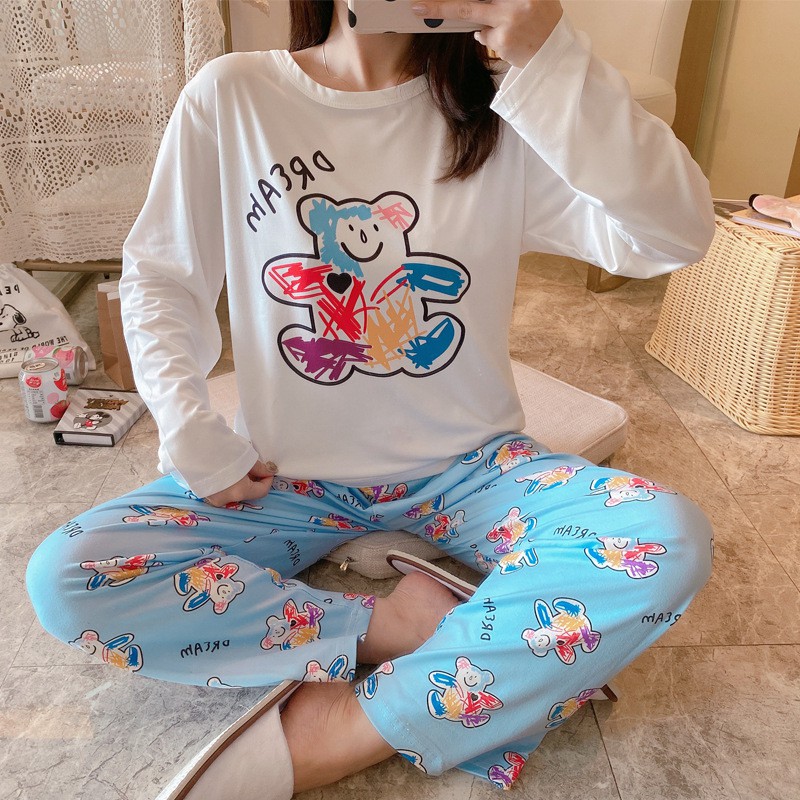 Bộ đồ ngủ dài tay họa tiết nhân vật hoạt hình dễ thương BD04 | BigBuy360 - bigbuy360.vn