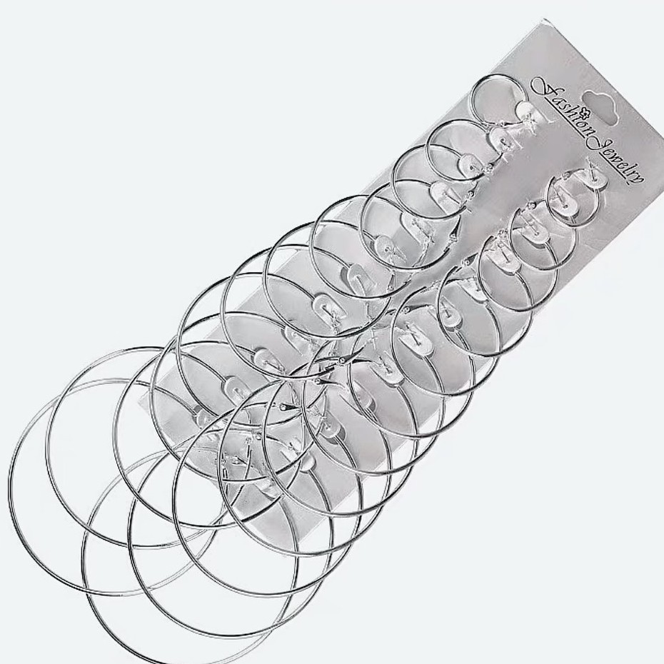 set 12 khuyên tròn nhiều size xi bạc cá tính