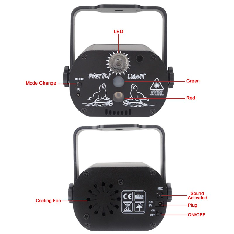 Đèn chiếu laser được tích hợp cảm ứng nhạc - Đèn laser vũ trường karaoke gia đình hàng nhập cao cấp