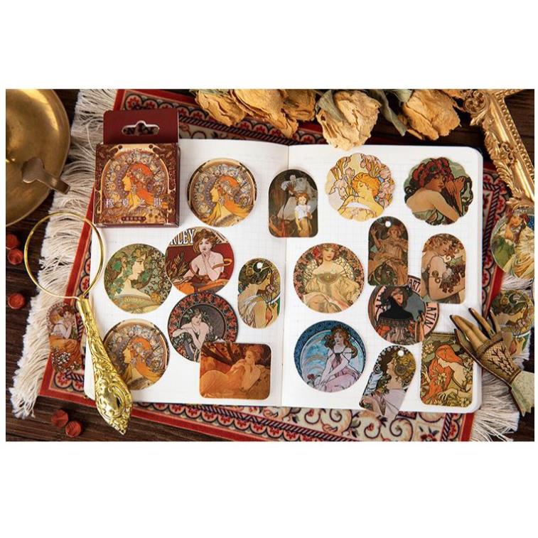 Bộ 46 Sticker Tranh Phụ Nữ Phục Hưng E119