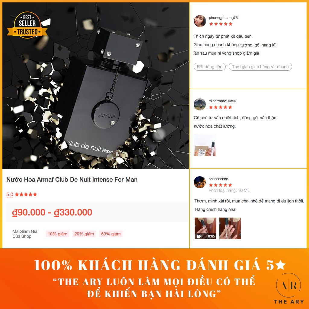 The Ary - Nước Hoa Nam Huyền Bí, Mạnh Mẽ, Cá Tính Armaf Club De Nuit Intense For Man | Thế Giới Skin Care