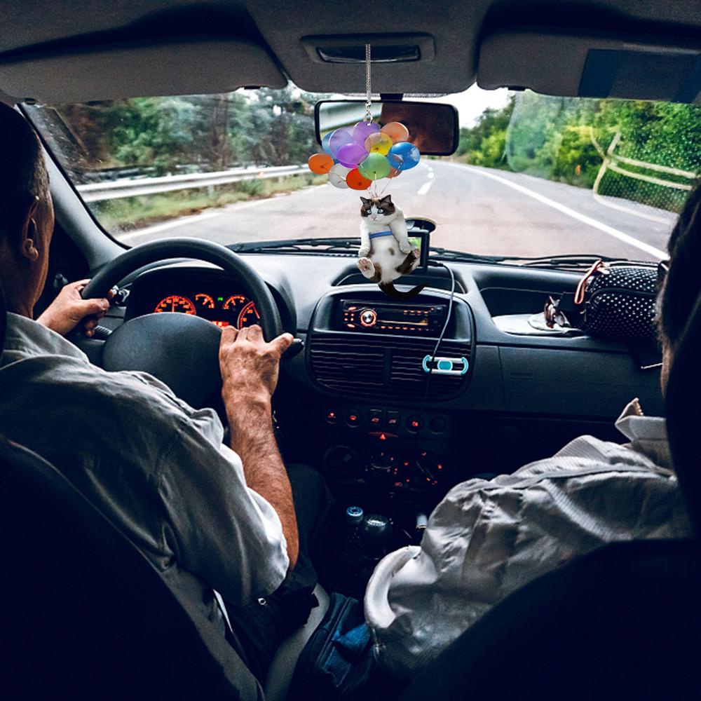 Bong Bóng Acrylic Hình Mèo Nhiều Màu Dễ Thương Treo Trang Trí Nội Thất Xe Hơi VANES1