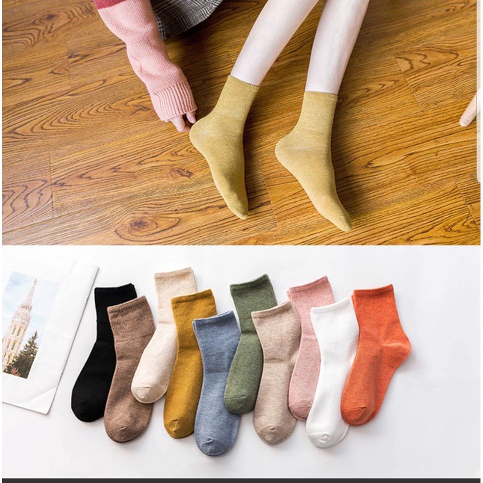 Vớ Tất Trơn Lửng Hàn Quốc Màu Vintage Cotton Kháng Khuẩn Cho Cả Nam Và Nữ 35-42 MRSOCKS - VC021