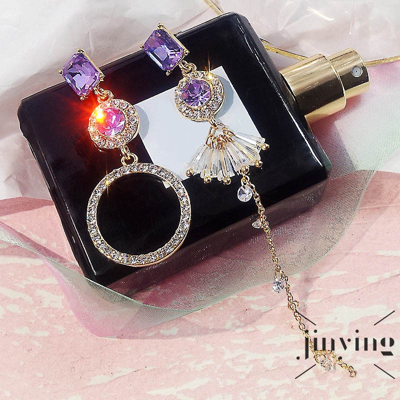 GETNOIVAS Khuyên tai dáng dài đính đá tinh tế thời trang cá tính cho nữ