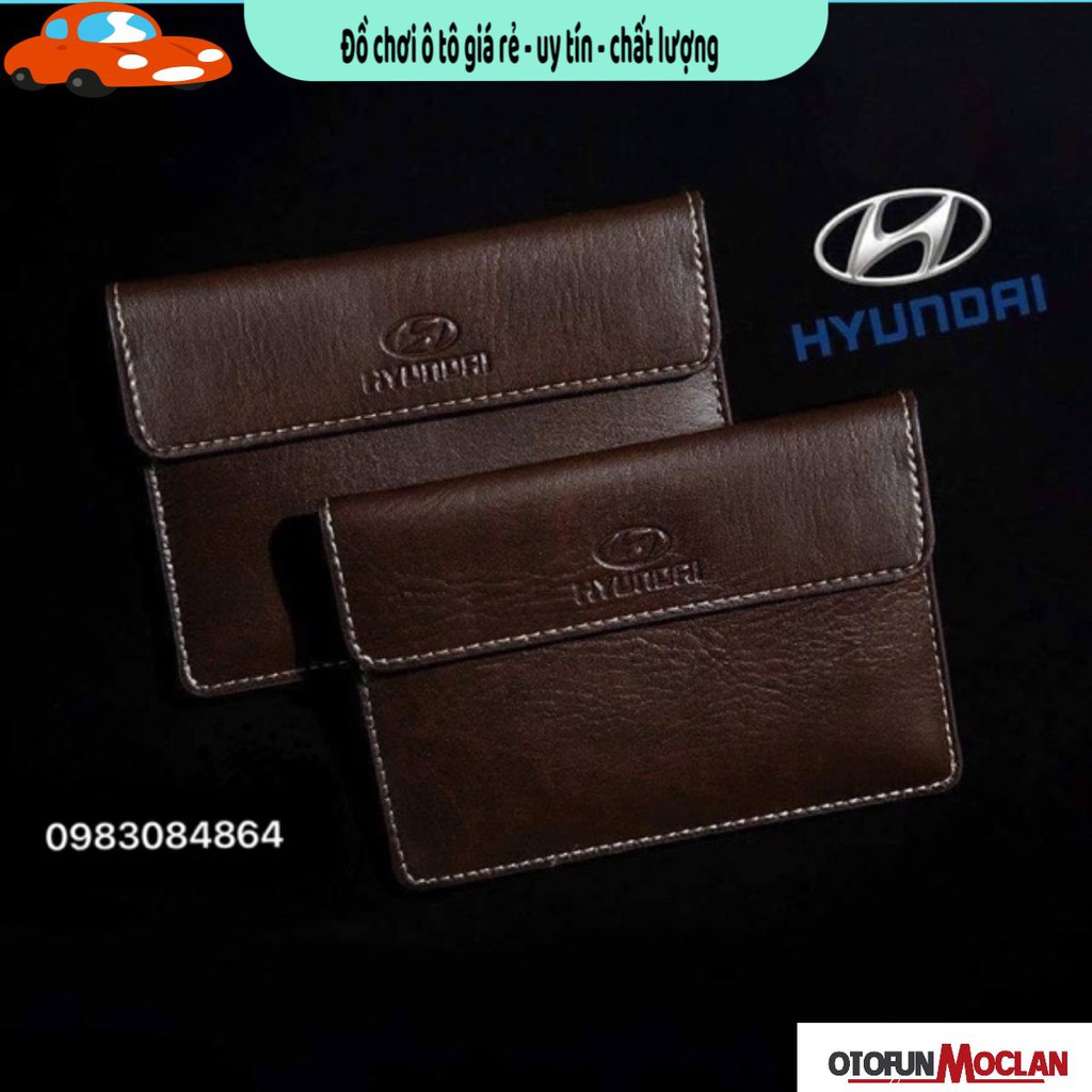 Ví da đựng giấy tờ xe logo Hyundai