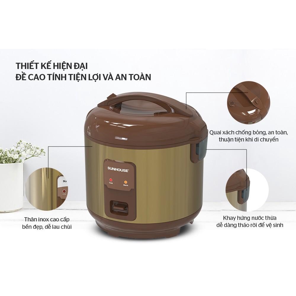 Nồi cơm điện 1.8 lít Sunhouse SHD8623 - Ủ Ấm 3D - Giadung_Smart