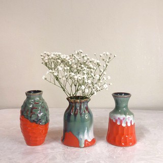 Set 3 lọ hoa (cao 12 cm)- Gốm sứ Bát Tràng siêu xinh - Bình Hoa Trang Trí Nhà Cửa (Giao dáng lọ ngẫu nhiên)