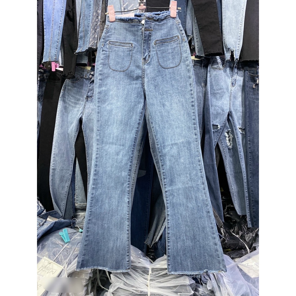 Quần jeans ống pass loe lưng siêu cao QJ416