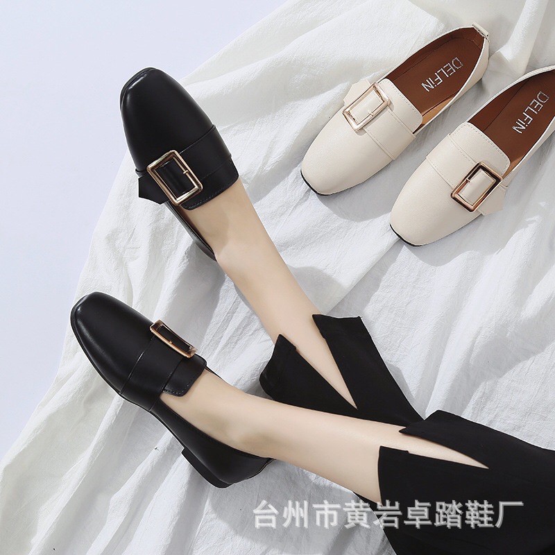 Hàng sẵn - giày bệt/ giày mọi / giày da nữ khuy vuông | BigBuy360 - bigbuy360.vn