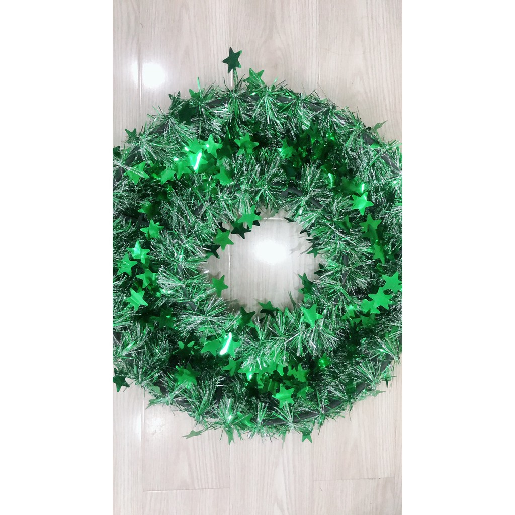 Vòng Nguyệt Quế Kim Tuyến Xanh - Vòng trang trí Noel