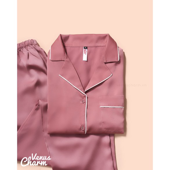Bộ Ngủ Pijama Trơn Lụa Mềm Ngắn Tay Thiết Kế Venus Charm | BigBuy360 - bigbuy360.vn